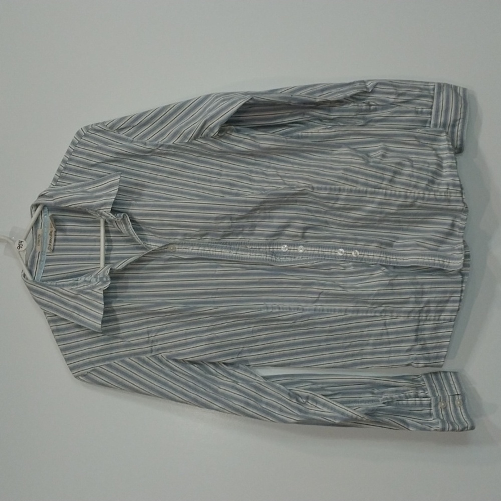 954 St Johns Bay blue striped button front top